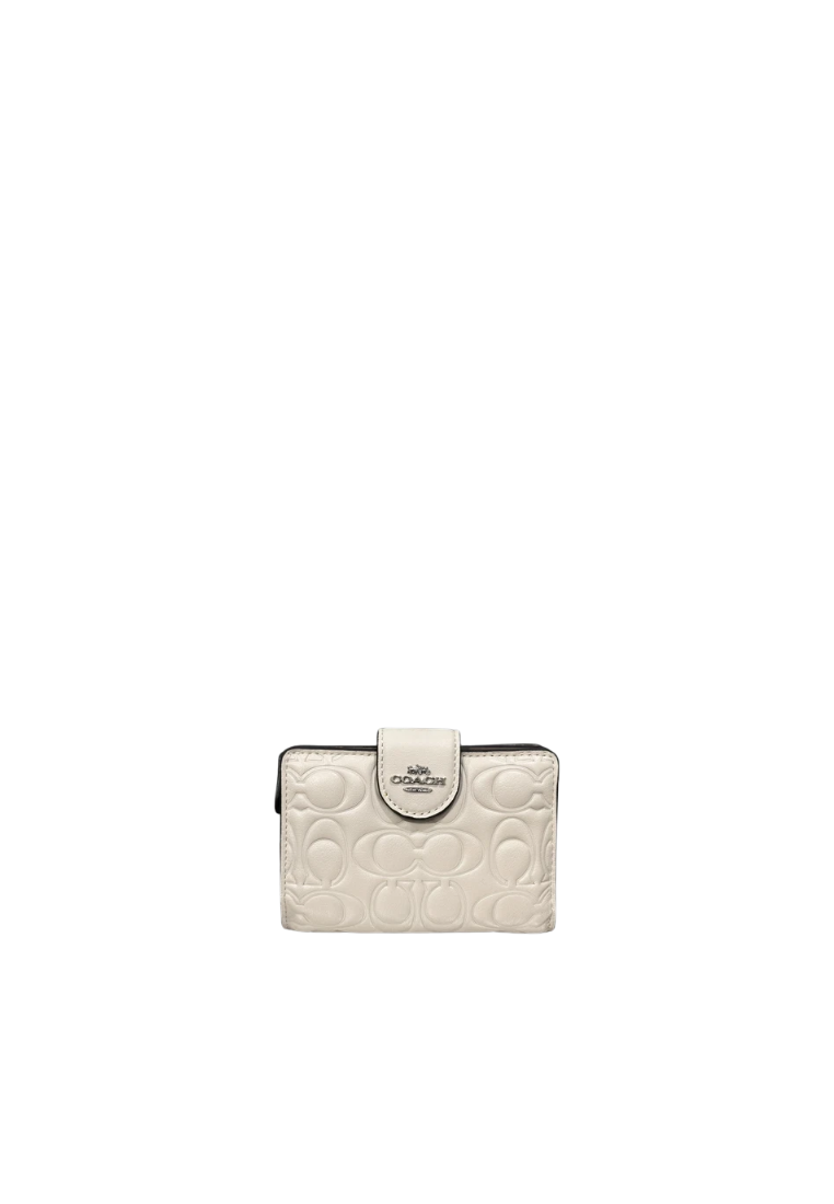 Coach Medium Corner Zip Wallet in Signature Embossed In Chalk CZ341