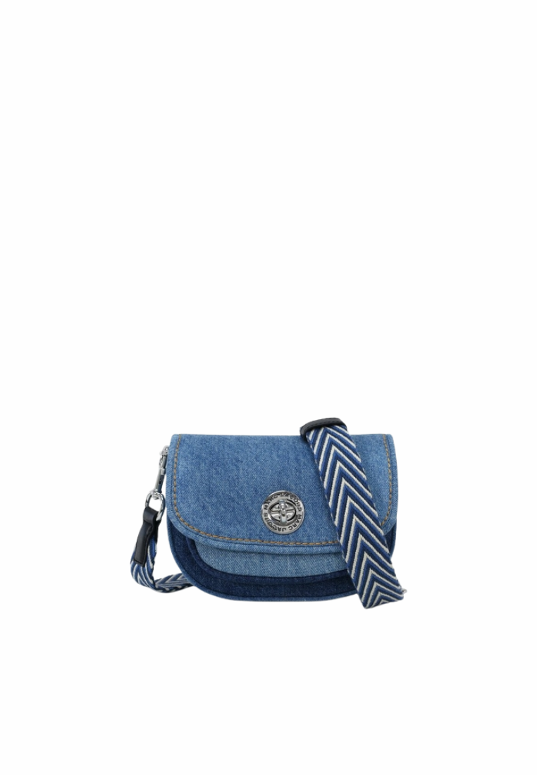 Marc Jacobs Turnlock Logo Denim Mini Crossbody Bag In Denim Marc Jacobs Turnlock Logo Denim Mini Crossbody Bag In Denim