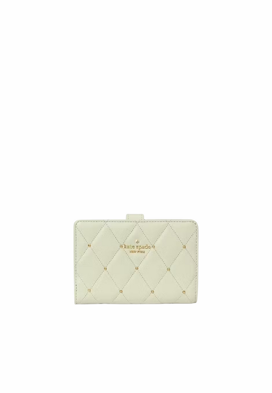 Kate Spade Carey Quilted Studded Medium Bifold Wallet In Sage KL821