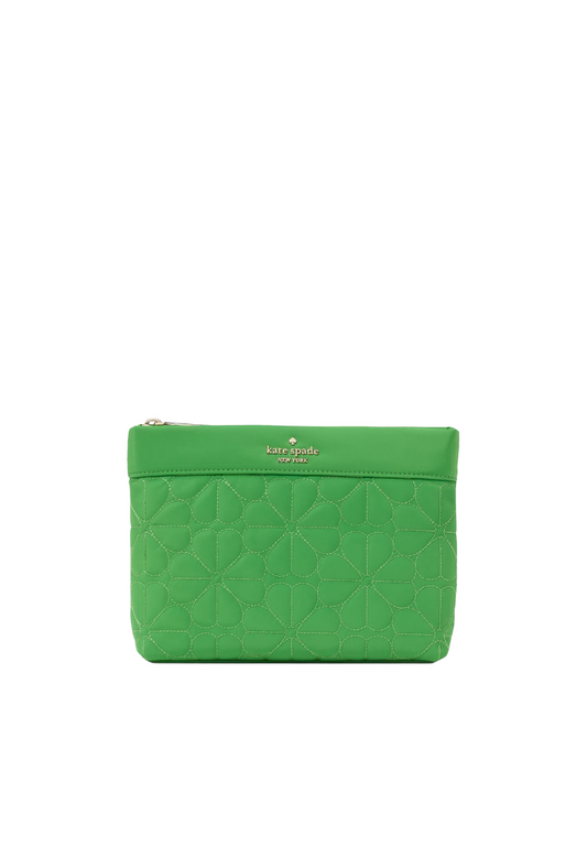 Kate Spade Spade Flower Pouch Cosmetic Quilted In Ks Green KK254