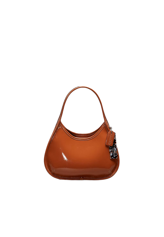 Coach Ergo Handbag In Crinkle Patent Coachtopia Leather In Deep Orange CQ003
