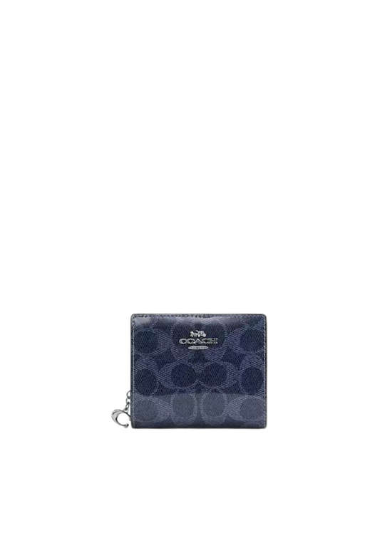 Coach Snap Wallet Signature Canvas In Dark Denim Cap13