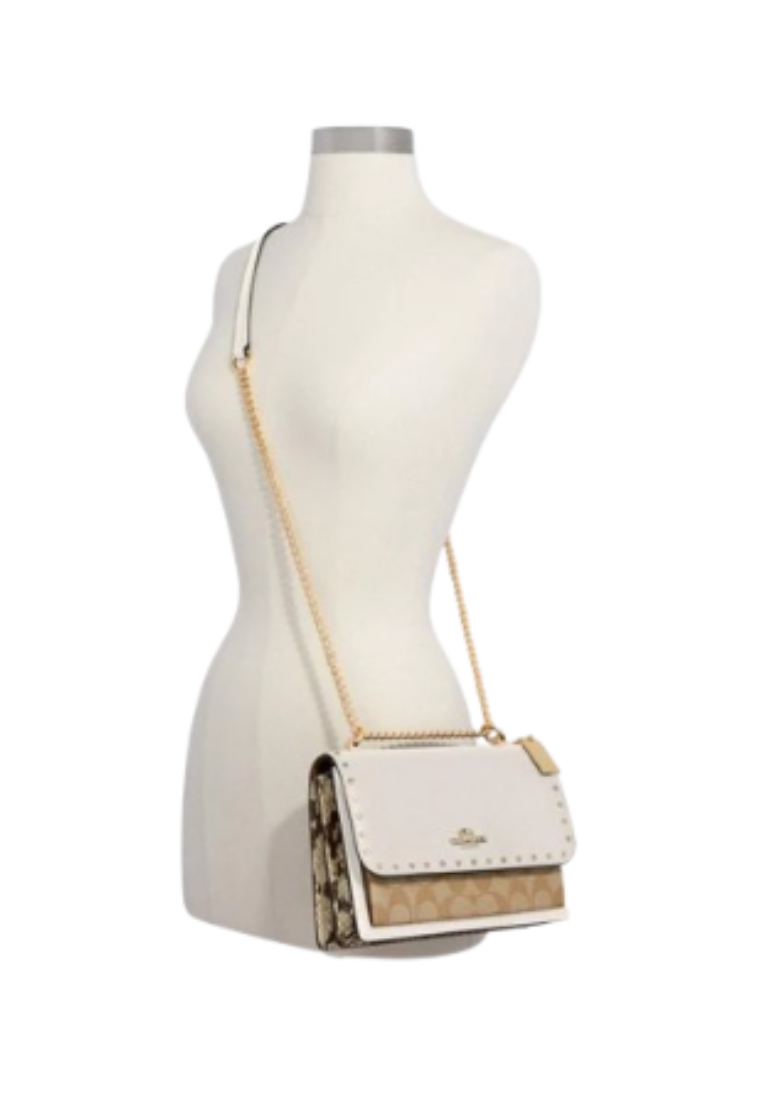 Coach Signature Klare 90400 Crossbody Bag With Rivets In Light Khaki Multi