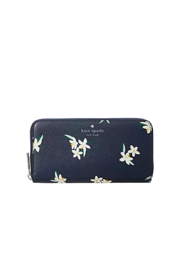 Kate Spade Schuyler Orange Toss Wallet Large Continental In Parisian Navy KD738