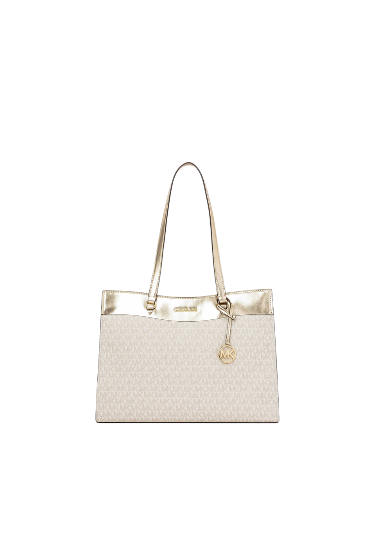 Michael Kors Jet Set Tote Bag Large Logo Functional Pockets In Pale Gold 35F4Gtvt3B