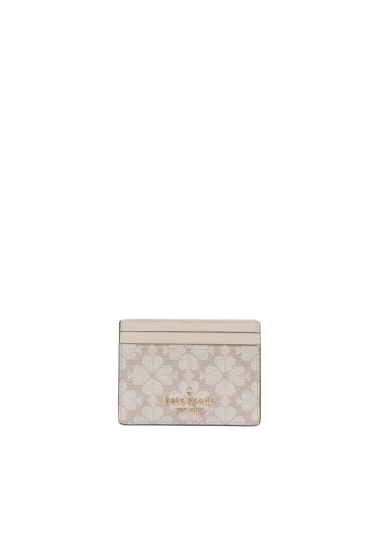 Kate Spade Flower Small Slim Card Case In Dark Beige KI371