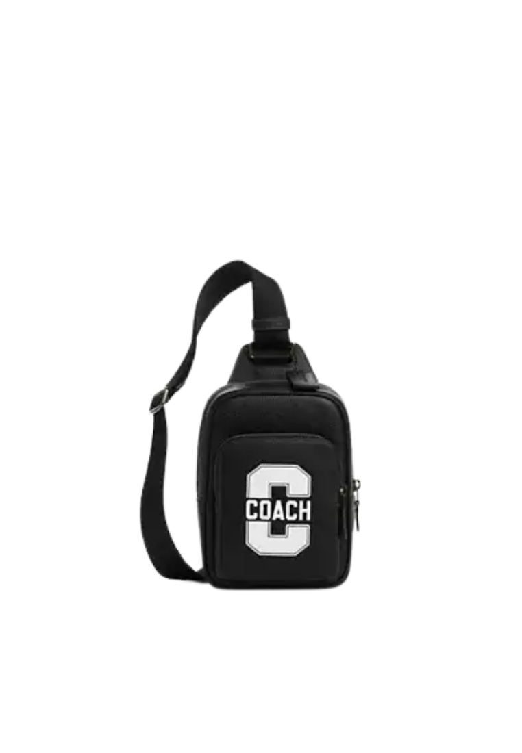 Coach Racer Sling Pack Varsity Messenger Bag In Black Chalk CAJ39