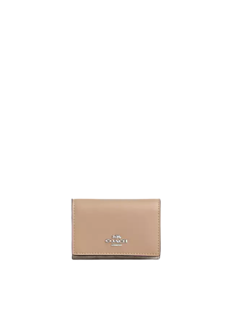 Coach Micro Wallet Signature Canvas In Sand Taupe CW804