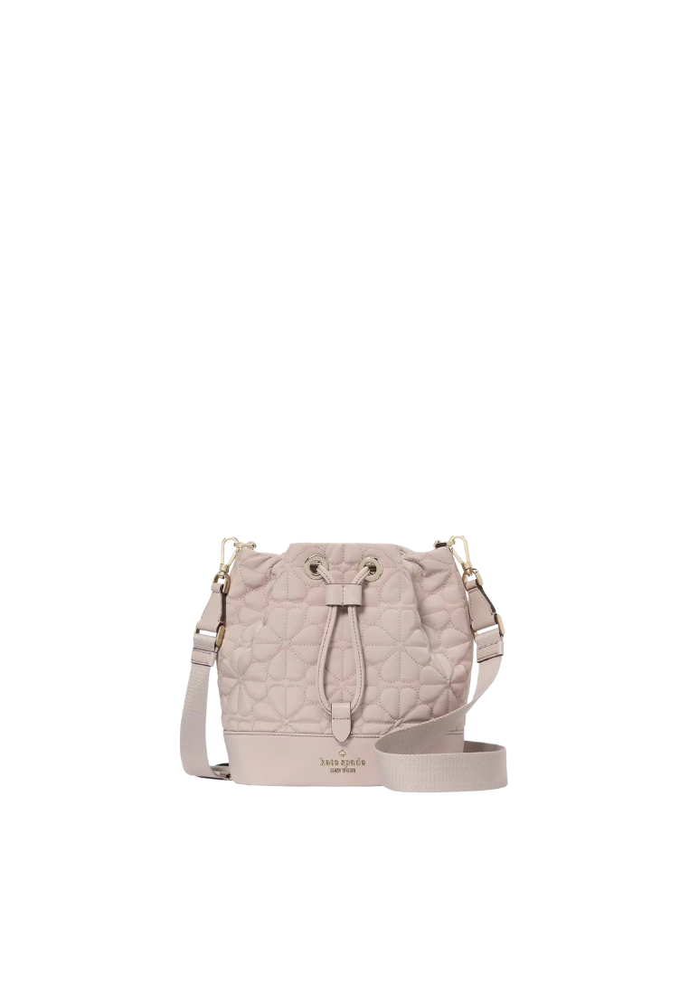 ( AS IS ) Kate Spade Spade Flower Quilted Bucket Bag In Cozy Grey KK076