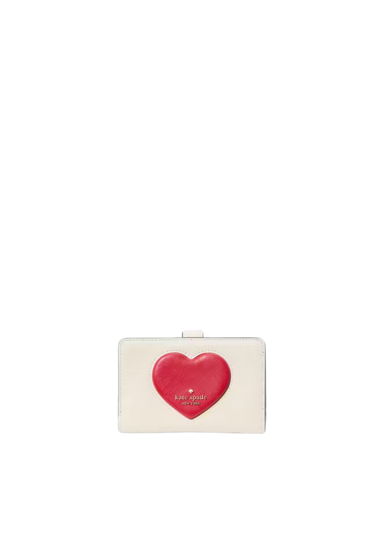 Kate Spade Madison Puffy Heart Wallet Medium Bifold In Meringue Multi Kk182