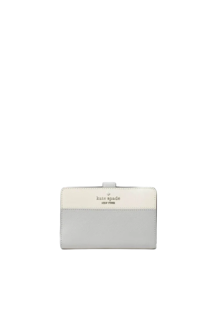 Kate Spade Madison Wallet Medium Compact Bifold In Platinum Grey KC511