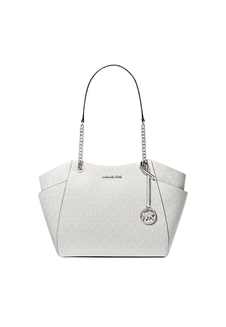 Michael Kors Jet Set Large Logo Shoulder Bag In Silver 35F4STVE3V
