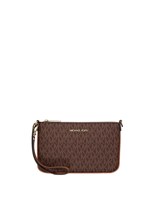 Michael Kors Jet Set Wristlet Small Signature Logo Convertible In Brown 35T4Gtvw5V