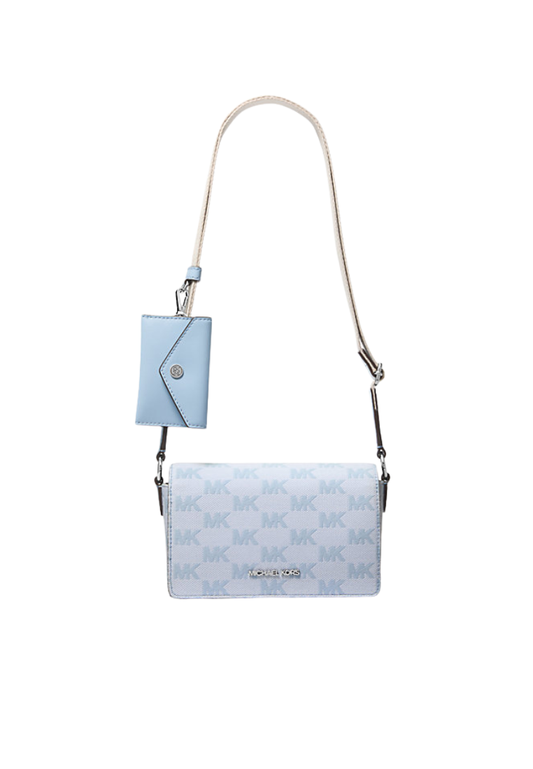 ( PREORDER ) Michael Kors Vincent Small Logo Jacquard with Card Case Crossbody Bag In Light Sky 35T5S2VC5J