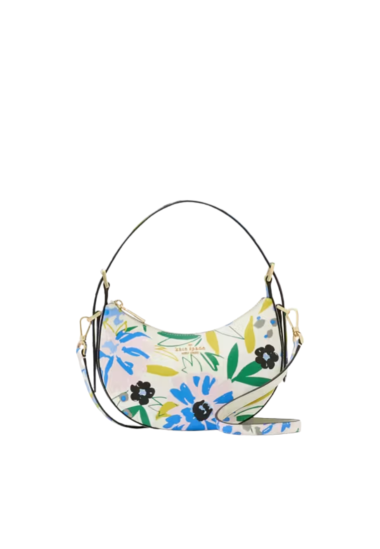 Kate Spade Madison Floral Shoulder Bag Crescent In Cream Multi KK964