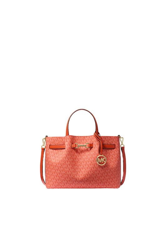Michael Kors Carson Medium Satchel Bag Signature Logo In Red Clay 35S5G2ZS3V