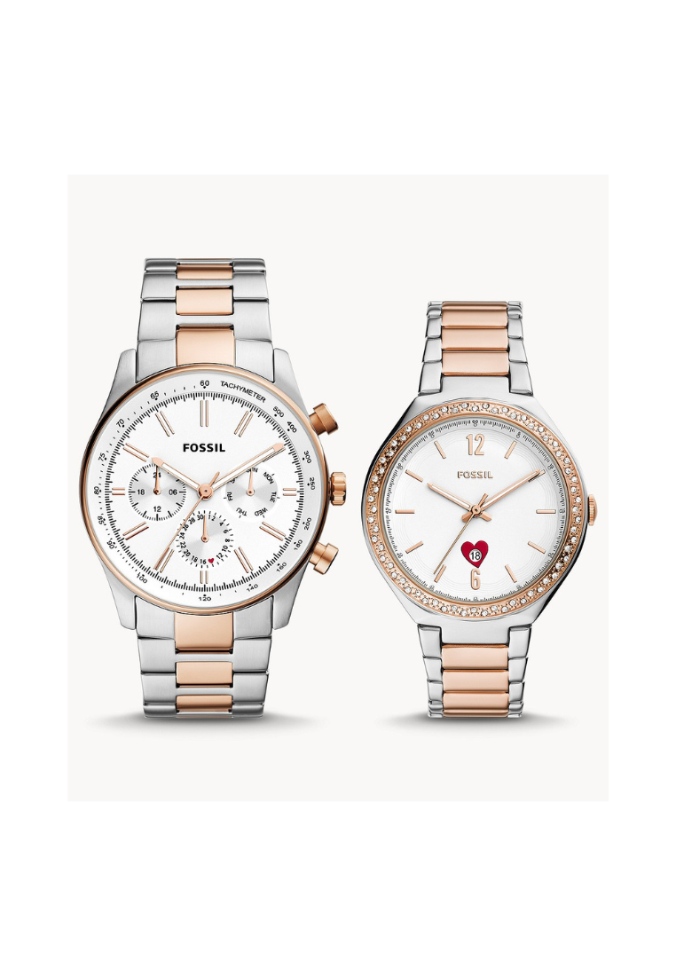 Fossil His And Hers BQ2756SET Multifunction Stainless Steel Watch