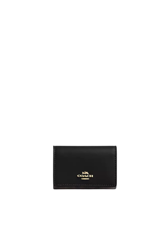 Coach Micro Wallet Signature Canvas In Walnut Black CW804