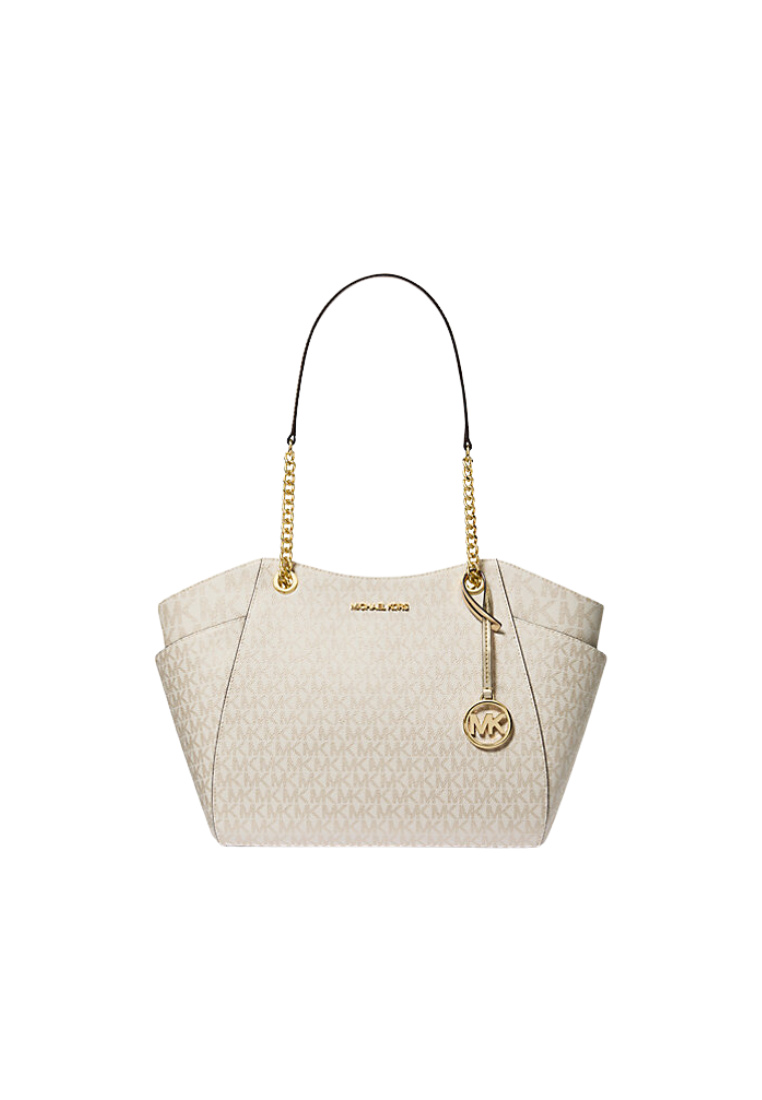 Michael Kors Jet Set Large Logo Shoulder Bag In Pale Gold 35F4GTVE3M