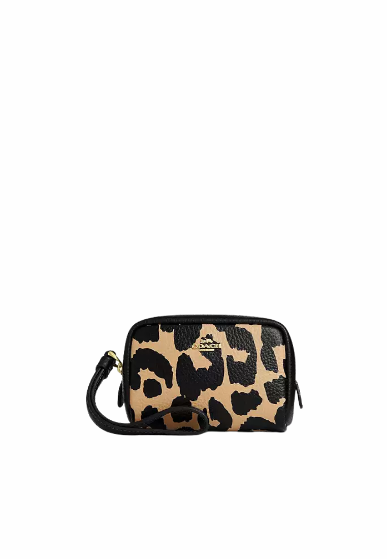 Coach Pouch Wristlet With Leopard Print In Leopard Multi CBP13