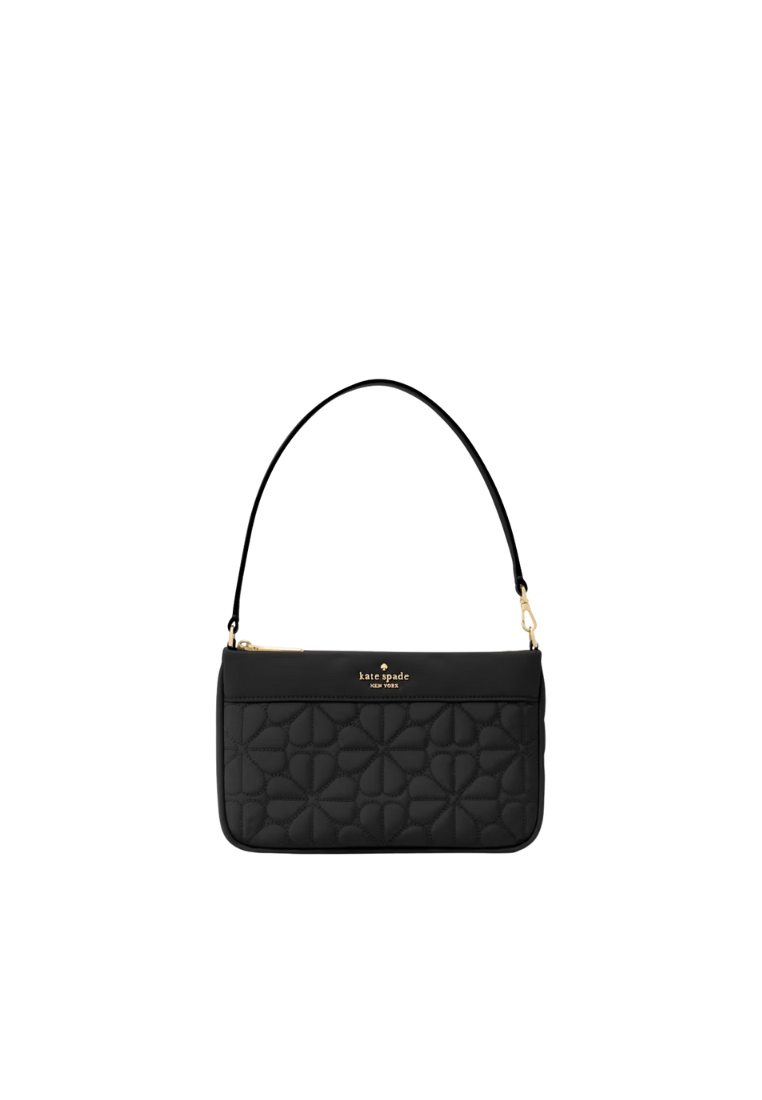 Kate Spade Flower Quilted Fabric Wristlet In Black KK255