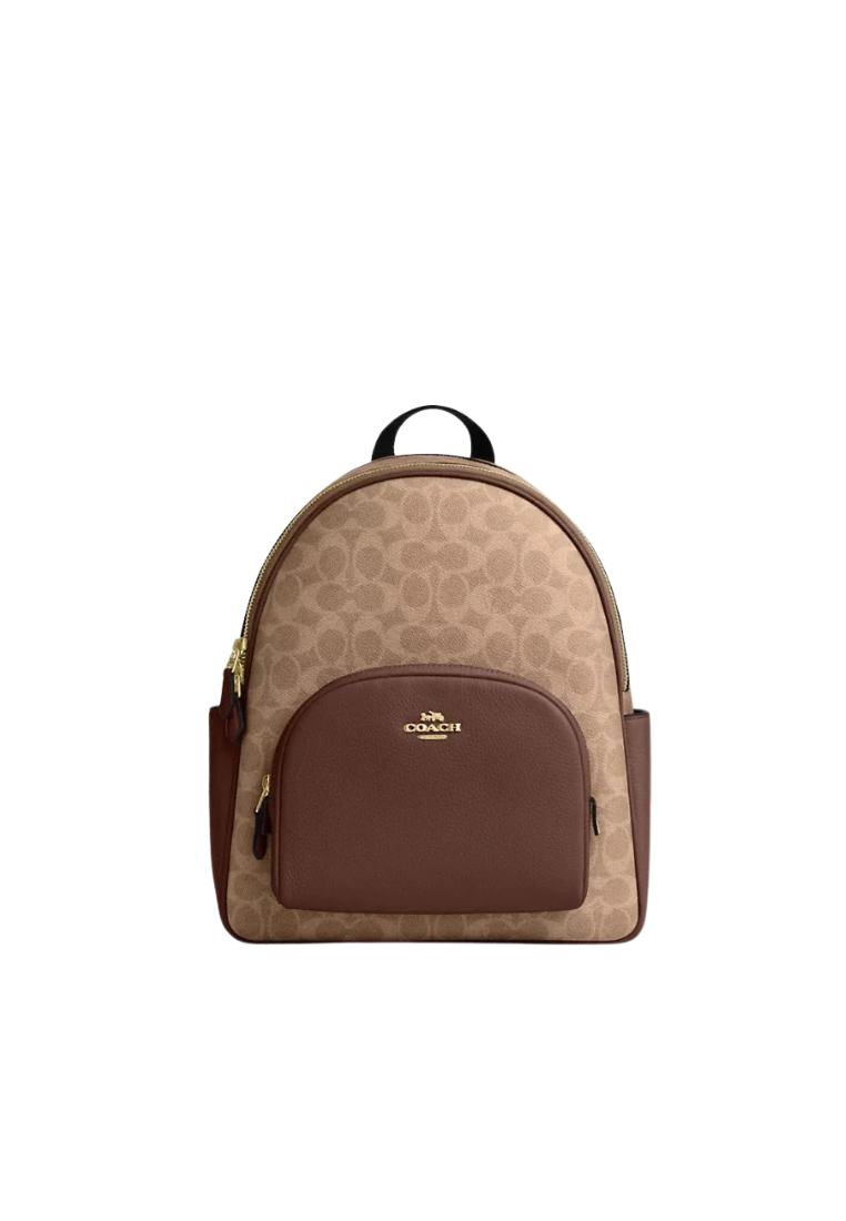 Coach Court Backpack Signature Canvas In Tan Brown CZ176