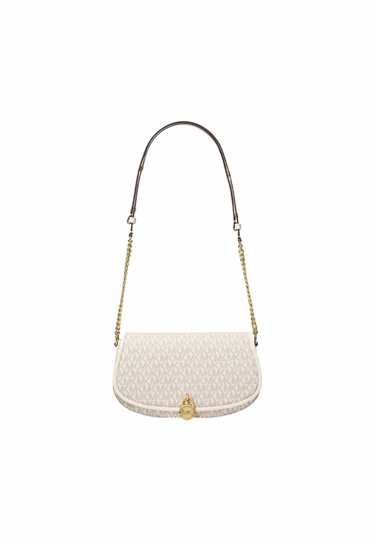 Michael Kors Mila Medium Messenger Bag Signature Logo In Light Cream Multi 35T5GIMM8B