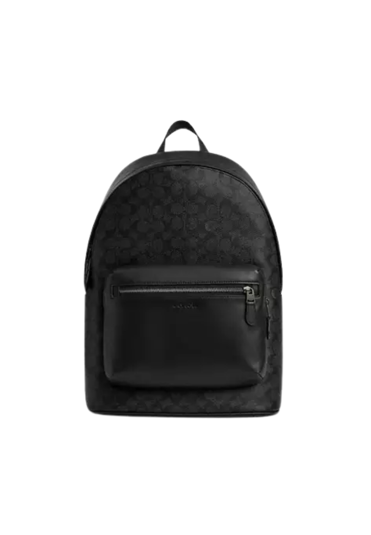 Coach West Signature Canvas Backpack In Charcoal Black CV925