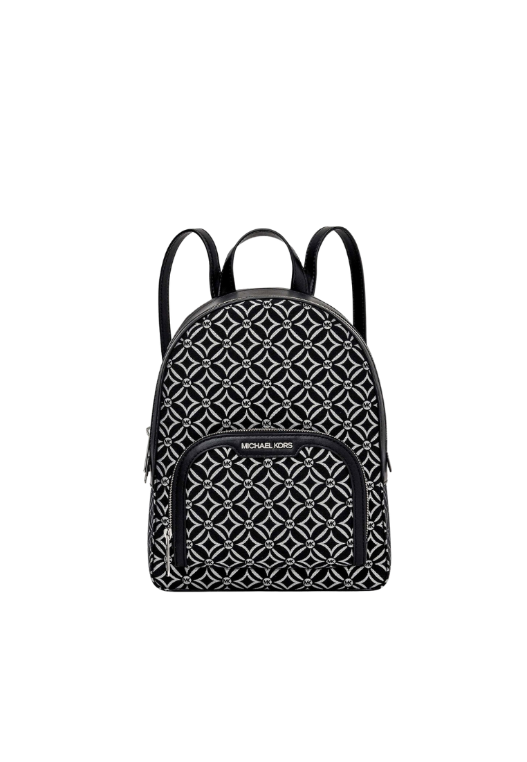 Michael Kors Jaycee Medium Logo Backpack In Black Silver Noir Argent 35F4S8TB2J