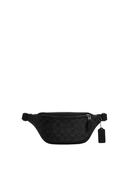 Coach Warren Belt Bag Mini Signature In Charcoal Black CW369