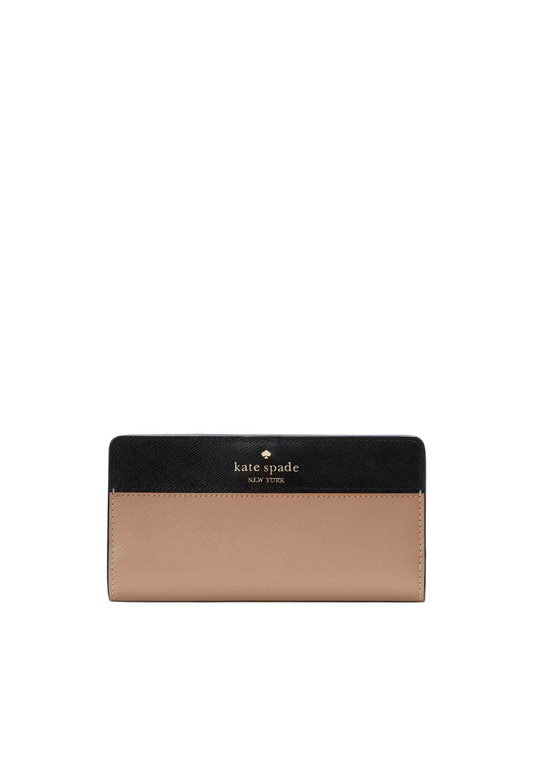 Kate Spade Madison Colorblock Large Slim Billfold Wallet In Toasted Hazelnut KI367