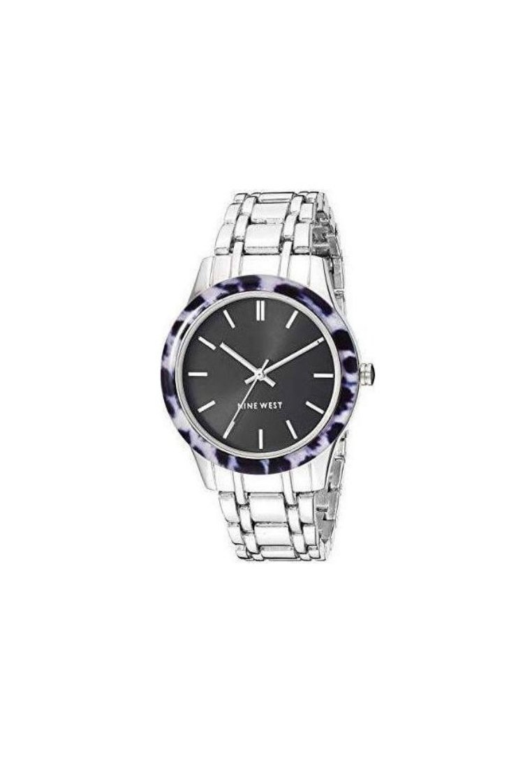 Nine West Black Dial NW2345BKSV Silver Strap Watch