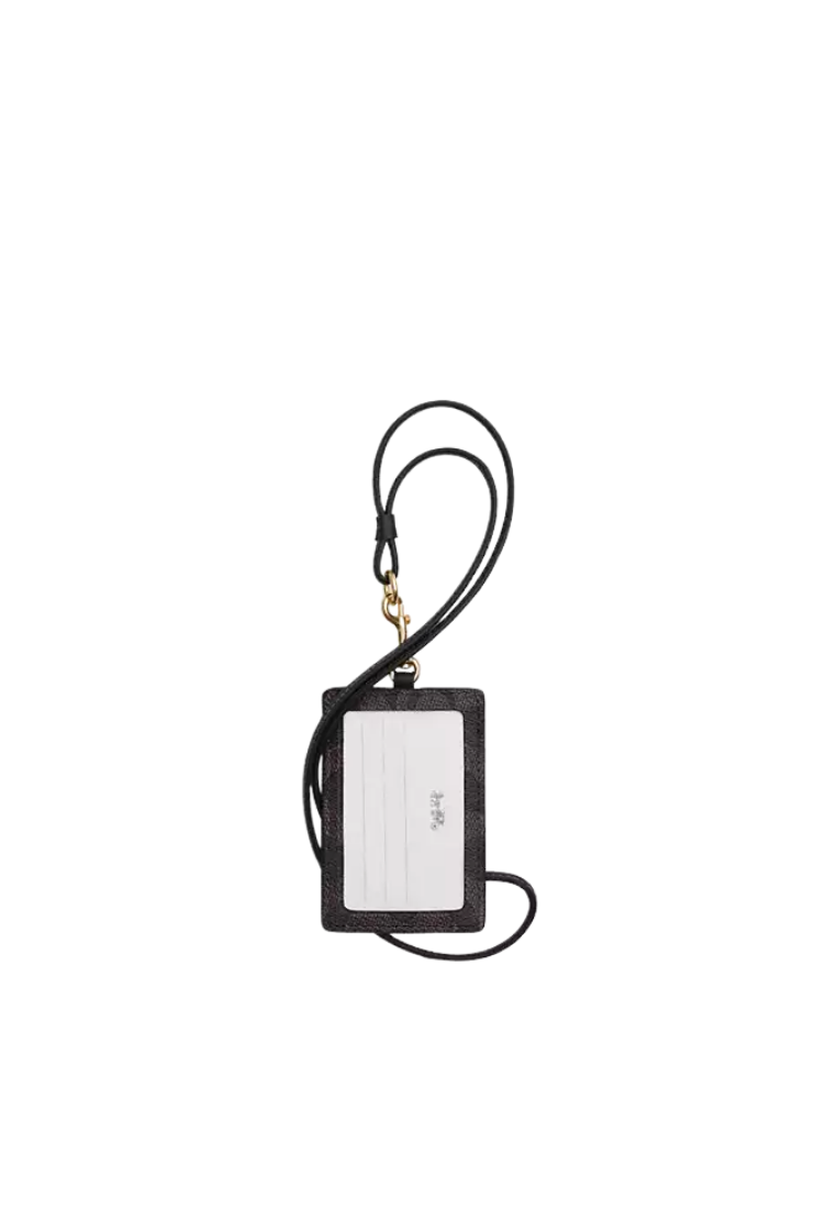 ( PREORDER ) Coach Id Lanyard In Signaure Canvas Lanyards In Gold Walnut Black CZ285