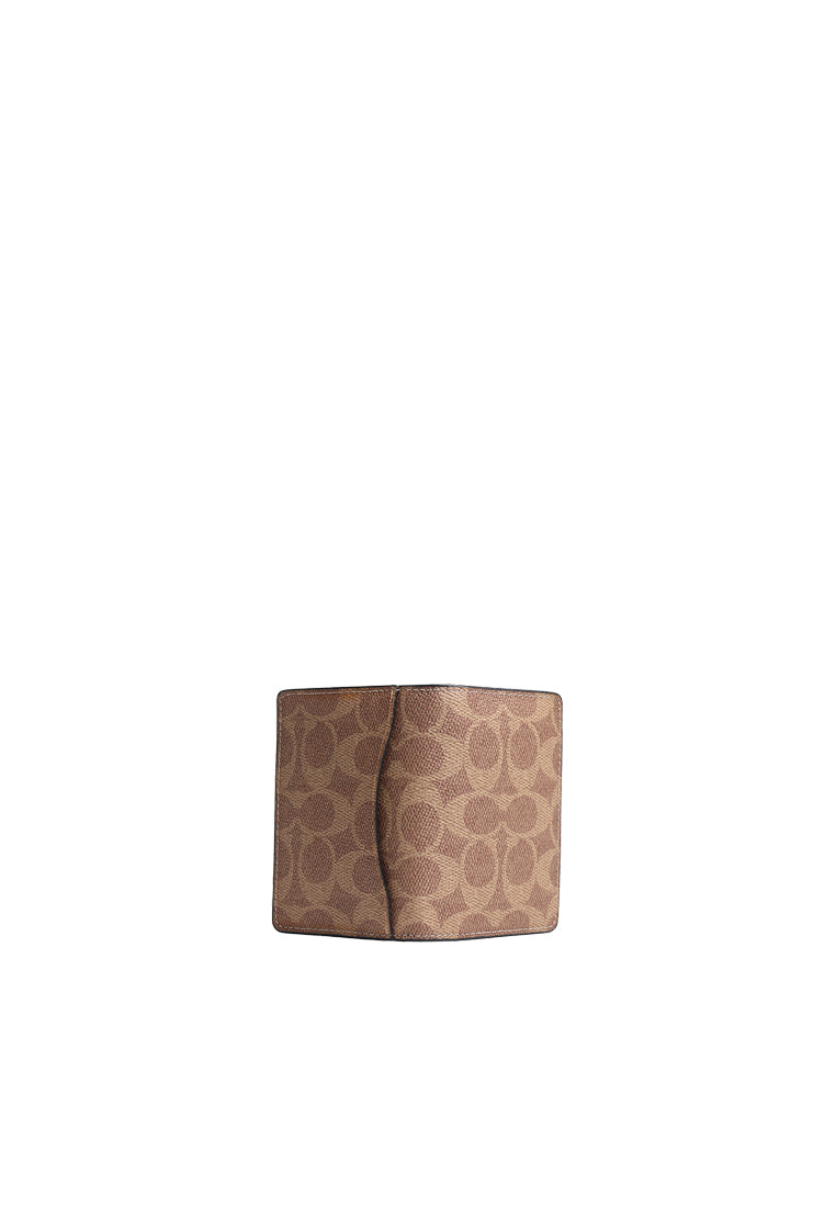 Coach ID Card Case In Signature Canvas In Tan Black CW367