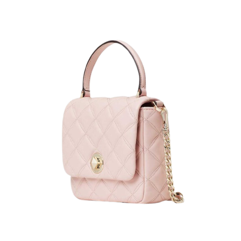 Kate Spade Natalia Quilted Leather Square K8162 Crossbody in Rose Smoke