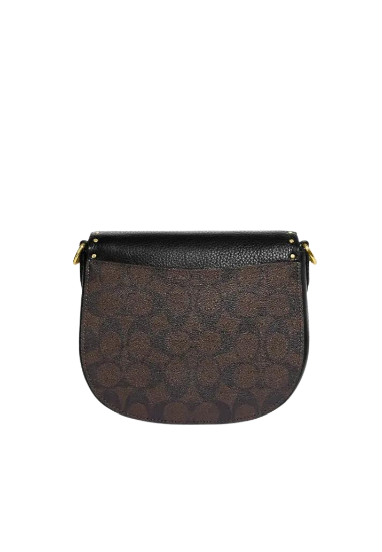 Coach Morgan Saddle Bag CE567 With Colorblock Signature Canvas Rivets in Brown Black Multi