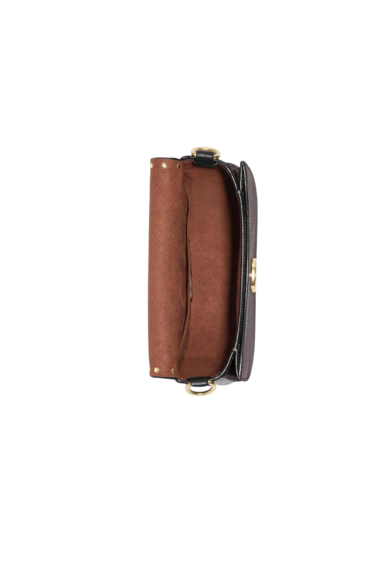 Coach Morgan Saddle Bag CE567 With Colorblock Signature Canvas Rivets in Brown Black Multi