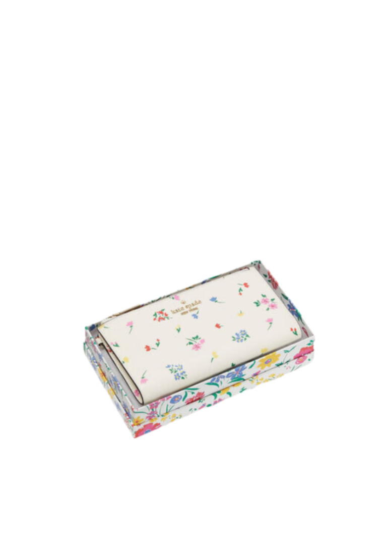 Kate Spade Staci Garden Bouquet Boxed Double Zip Wristlet In Cream Multi KB588