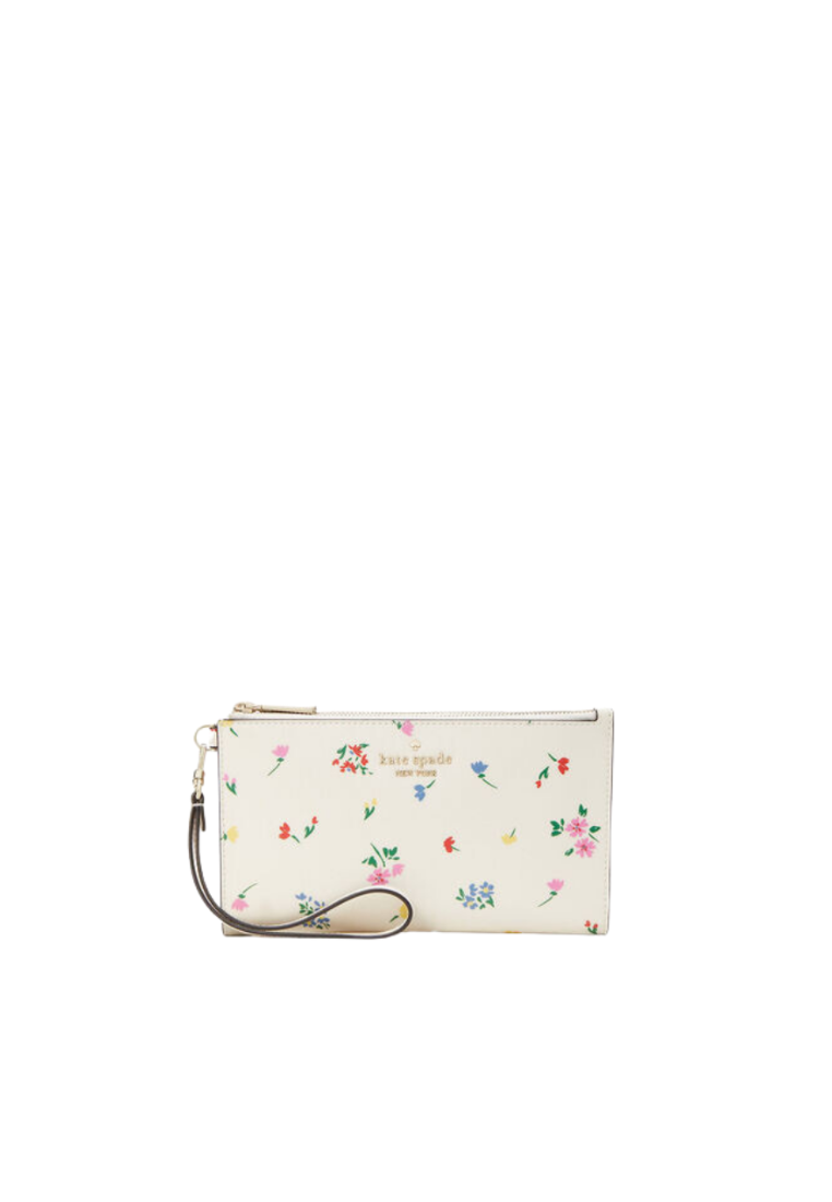 Kate Spade Staci Garden Bouquet Boxed Double Zip Wristlet In Cream Multi KB588