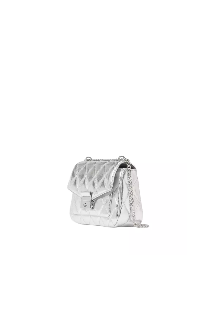 Kate Spade Carey Metallic Small Flap Shoulder Bag In Lunar Light KE395