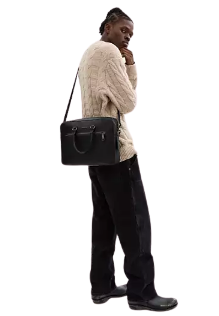 ( PREORDER ) Coach Ethan Slim Brief Bag In Gunmetal Black CR271