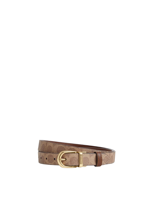 ( PREORDER ) Coach Harness Buckle Cut To Size Reversible Belt In Gold Tan Brown CX057