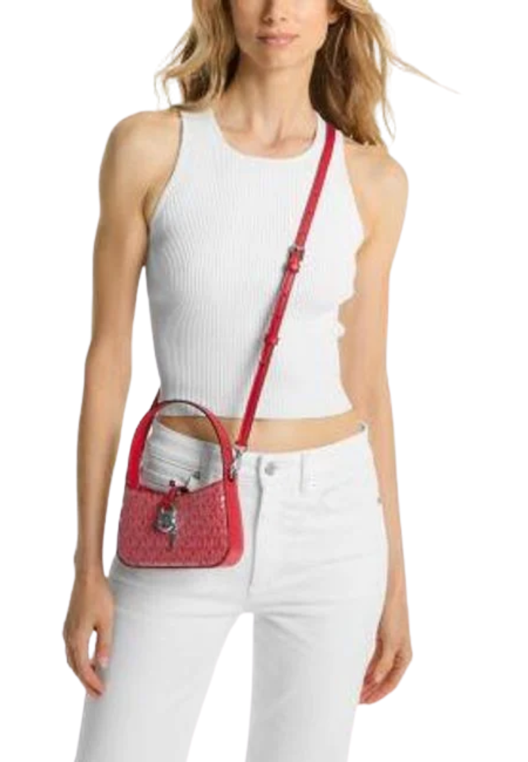 Michael Kors Lyra Extra-Small Signature Logo Crossbody Bag In Bright Red 35R5S1YC0B