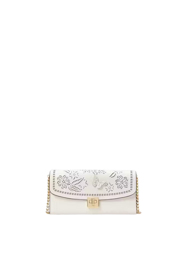 ( PREORDER ) Kate Spade Phoebe Perforated Turnlock Wallet In Meringue KK916