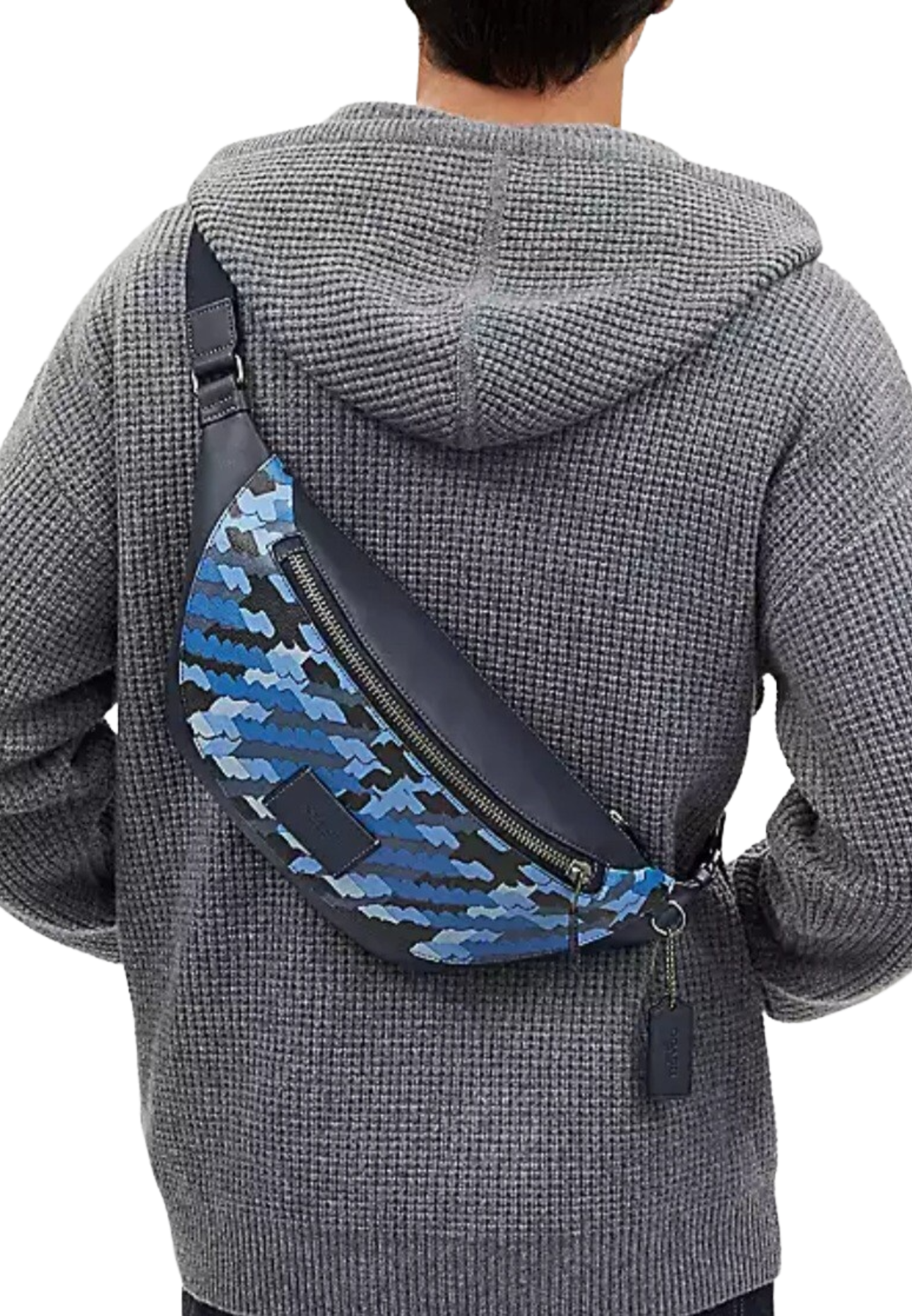 Coach Warren Belt Bag With Blue Plaid Print In Denim Multi CN406