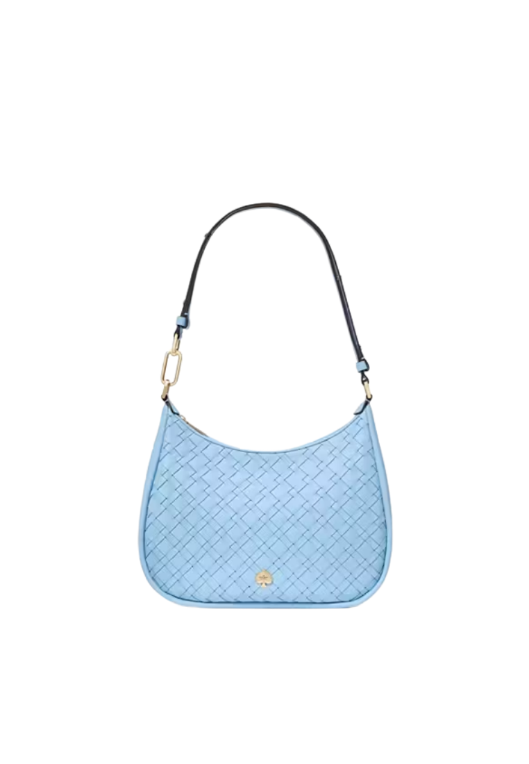 ( PREORDER ) Kate Spade Kayla Woven Leather Large Shoulder Bag In Mountauk Blue KL027