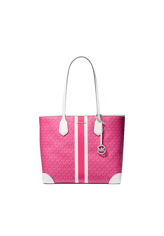 Michael Kors Eva Large Signature Logo Stripe Tote Bag In Dragonfruit 35R5SV0T3M