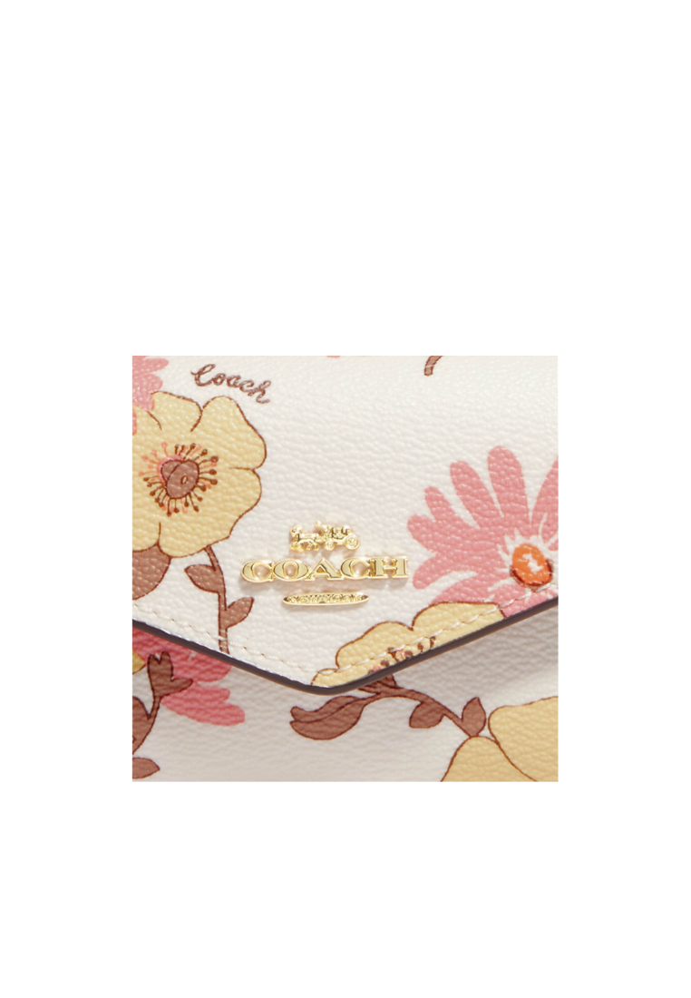 Coach Flap Card Case CH203 With Floral Cluster Print In Chalk Multi