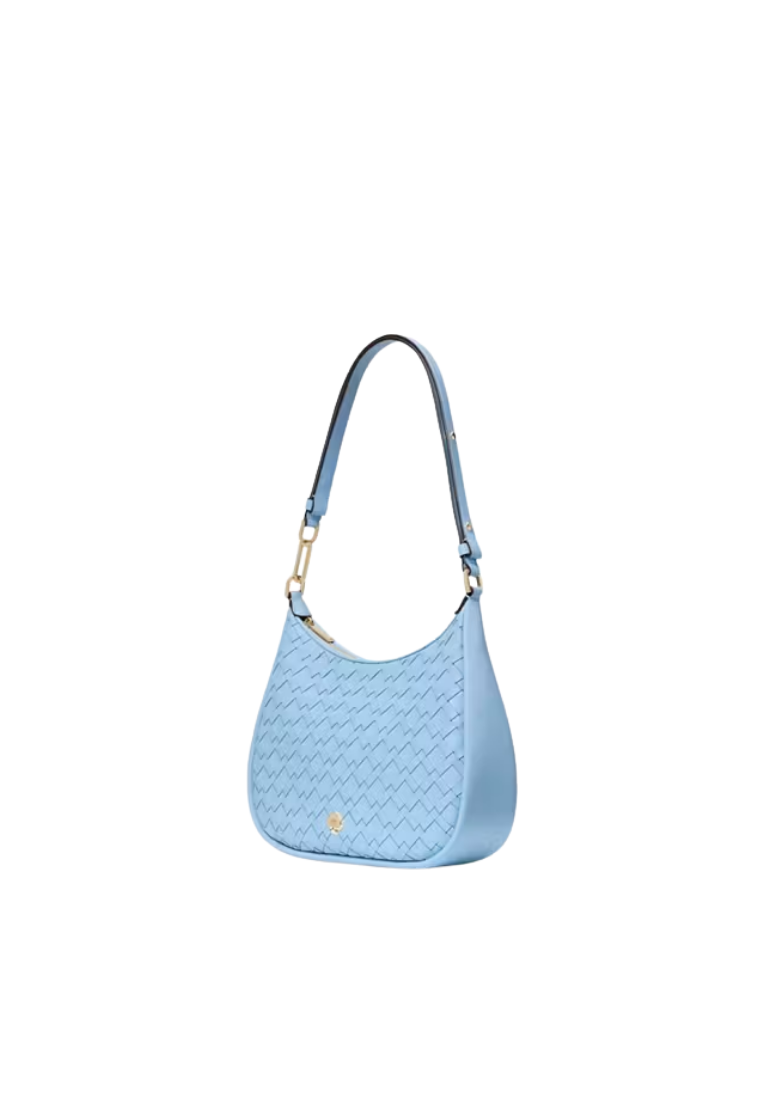 ( PREORDER ) Kate Spade Kayla Woven Leather Large Shoulder Bag In Mountauk Blue KL027