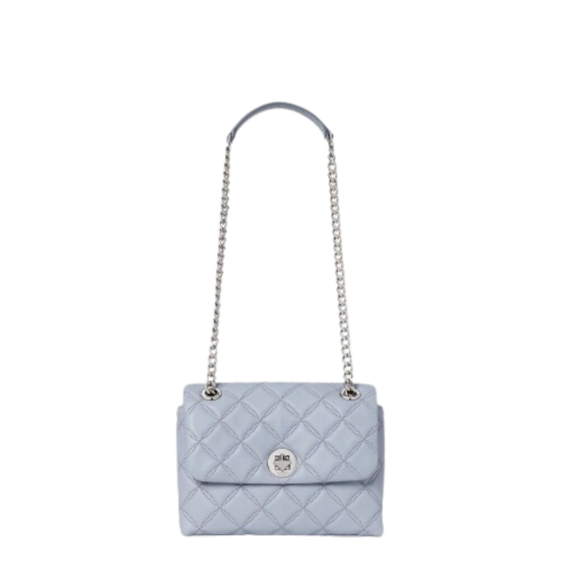 Kate Spade Small Quilted Natalia WKRU7074 Flap Crossbody Bag In Brushed Steel